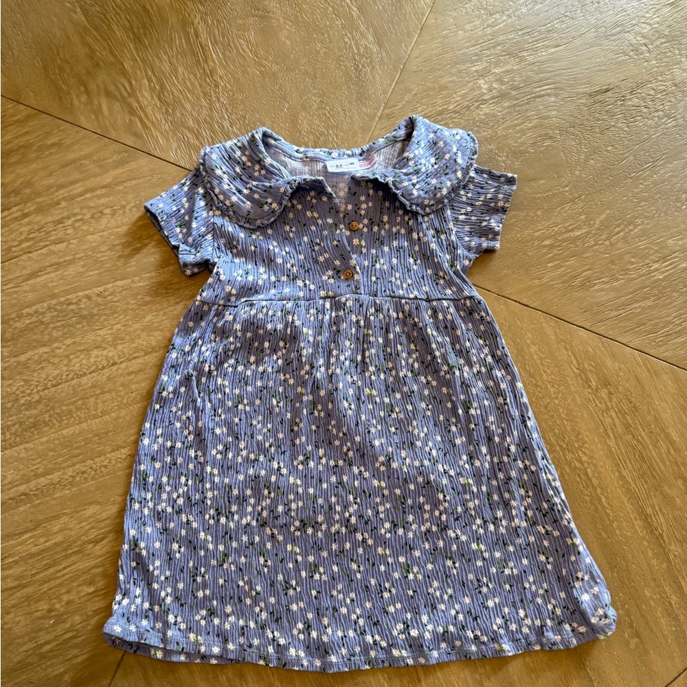Zara vintage blue, flutter Sleeve Sundress with Peter Pan Collar